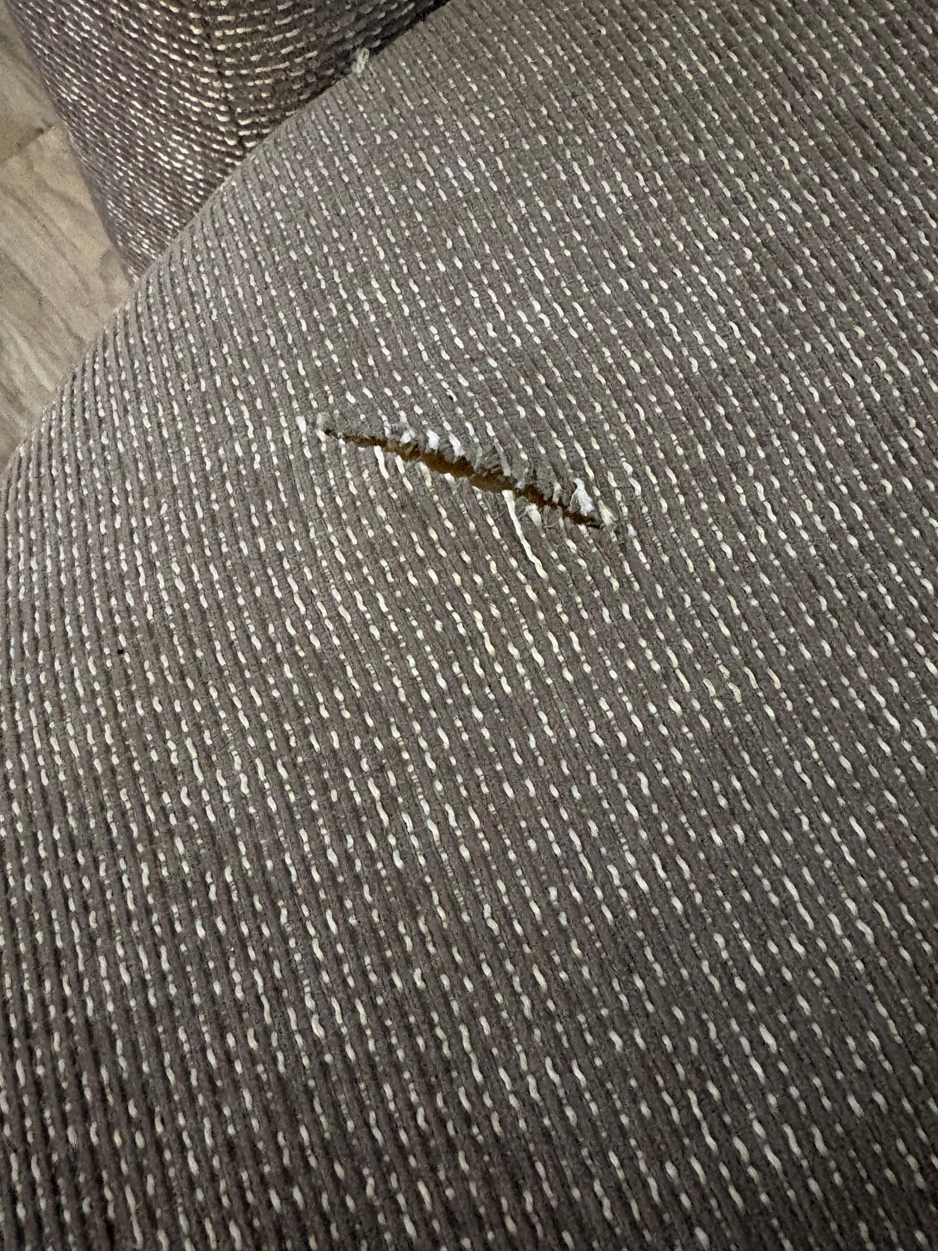 Tears in the furniture. 