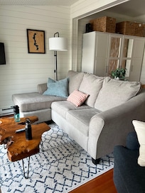 Living room looking out toward the lake.