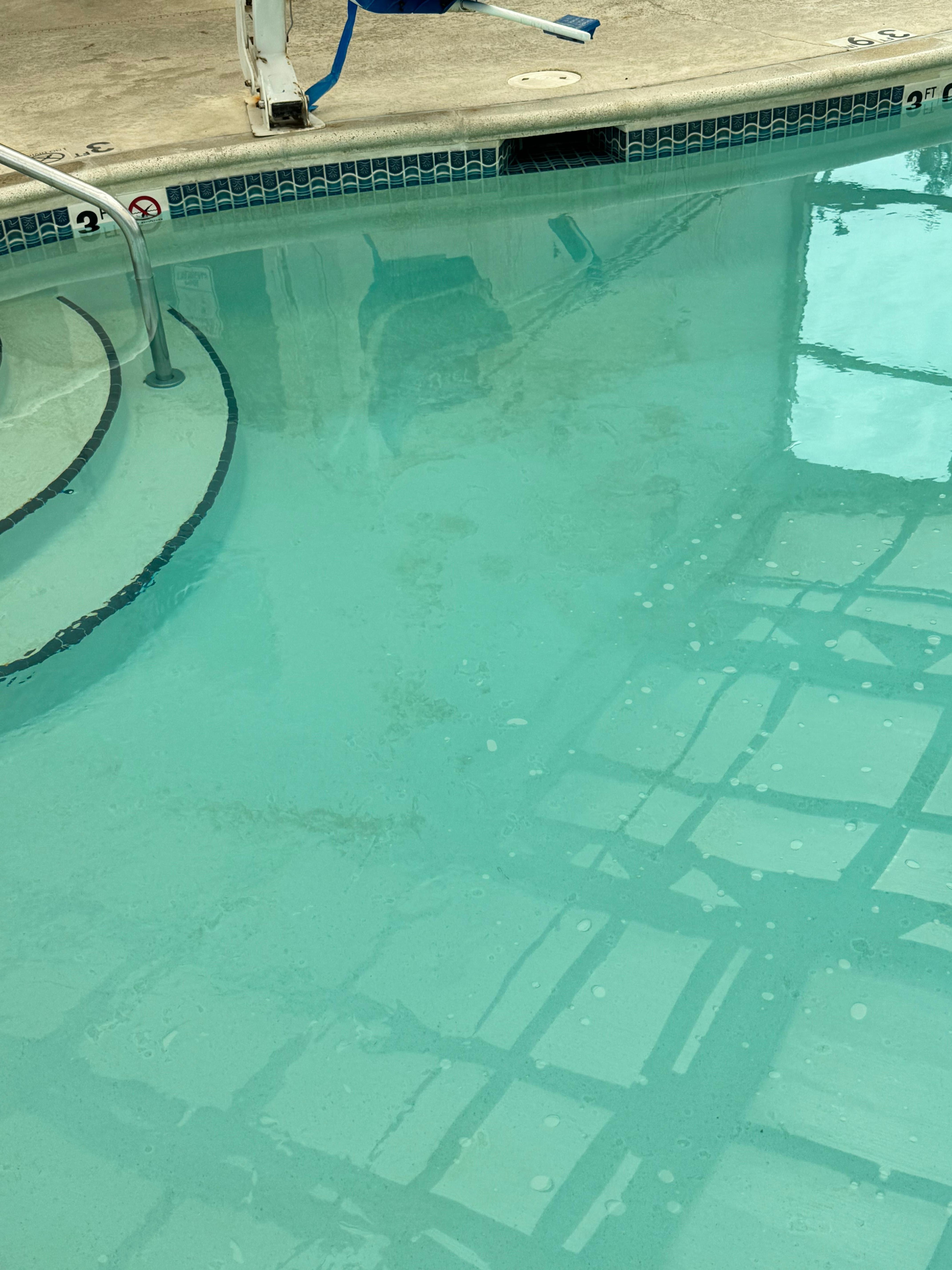 It’s all over the bottom and top of pool