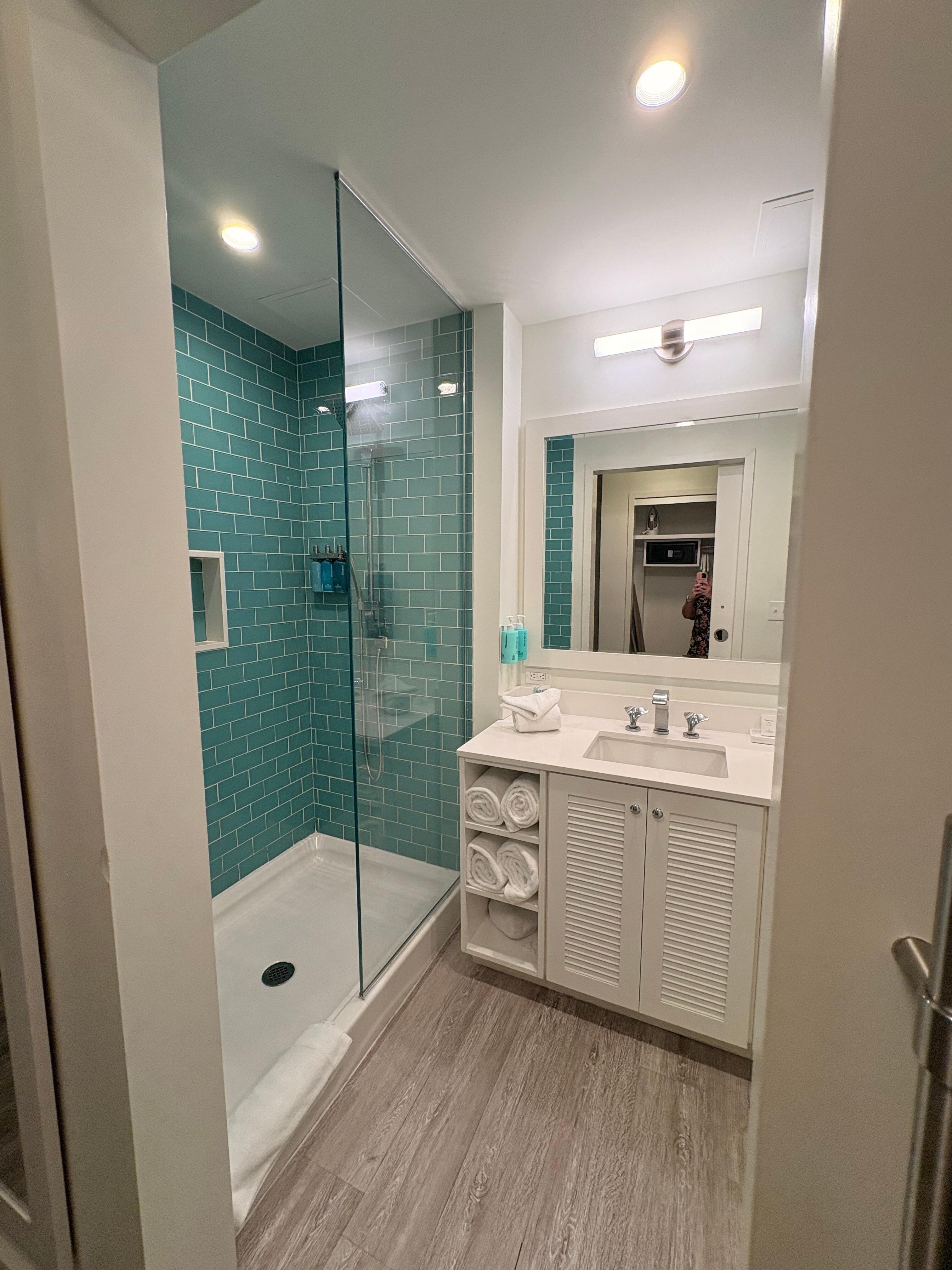 Bathroom. Shower has no door to close
