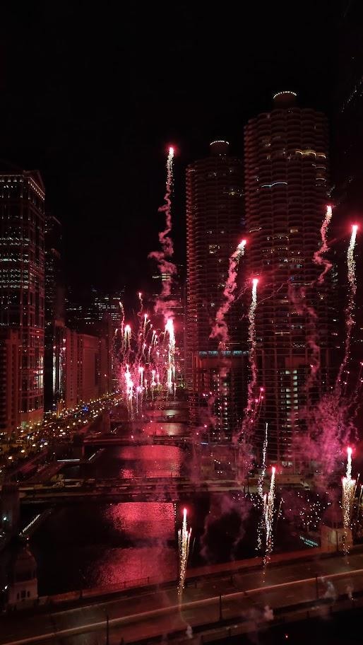 Fuegos artificiales en Noche Vieja. 