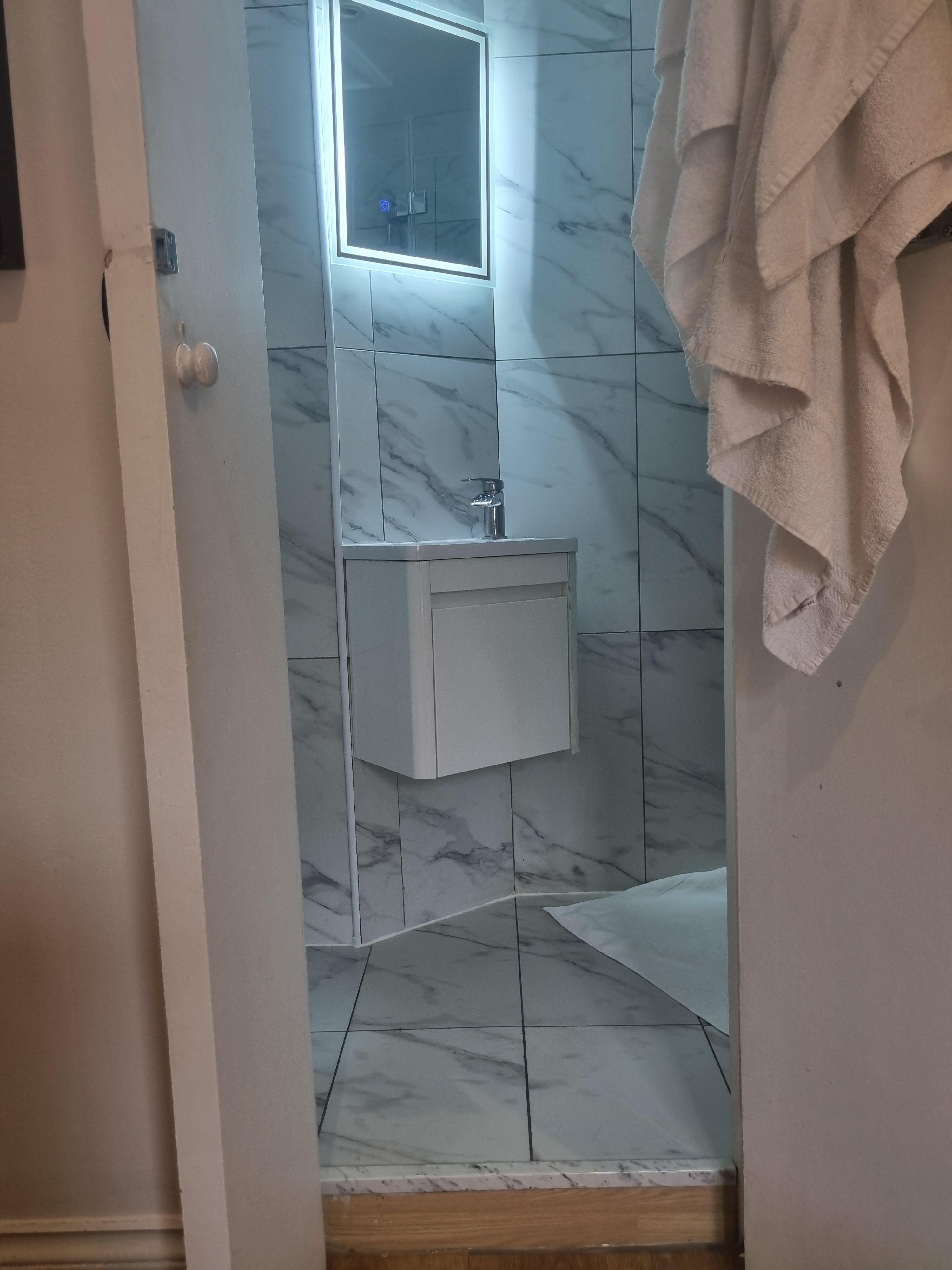 Step up to ensuite with warm floor