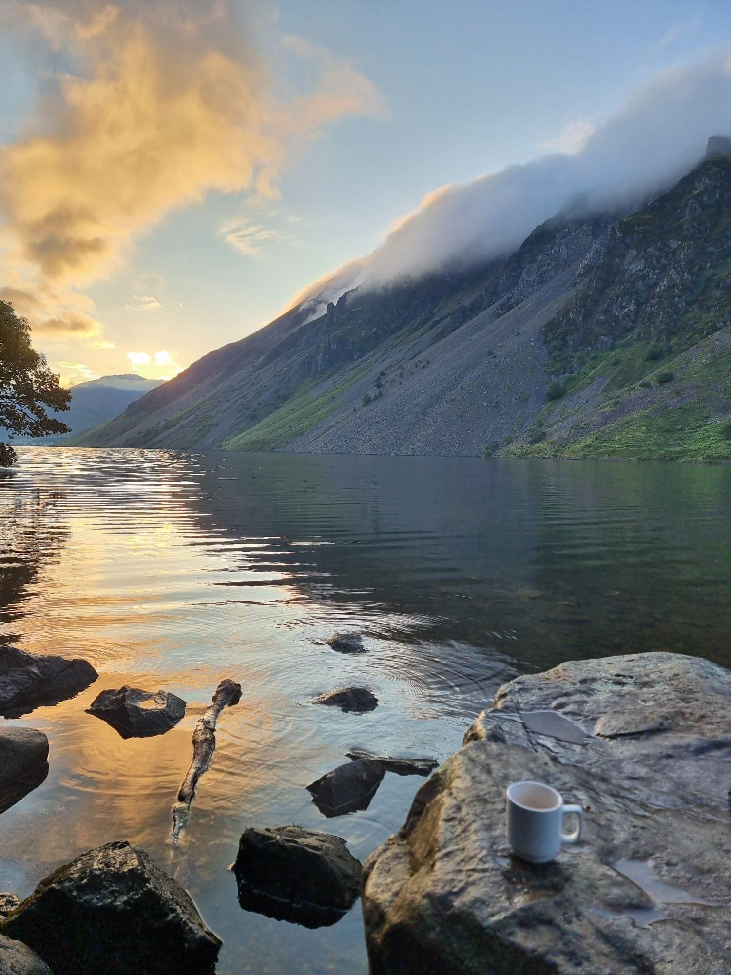 Sunrise over Wast water - easy access to this lake from the hostel
