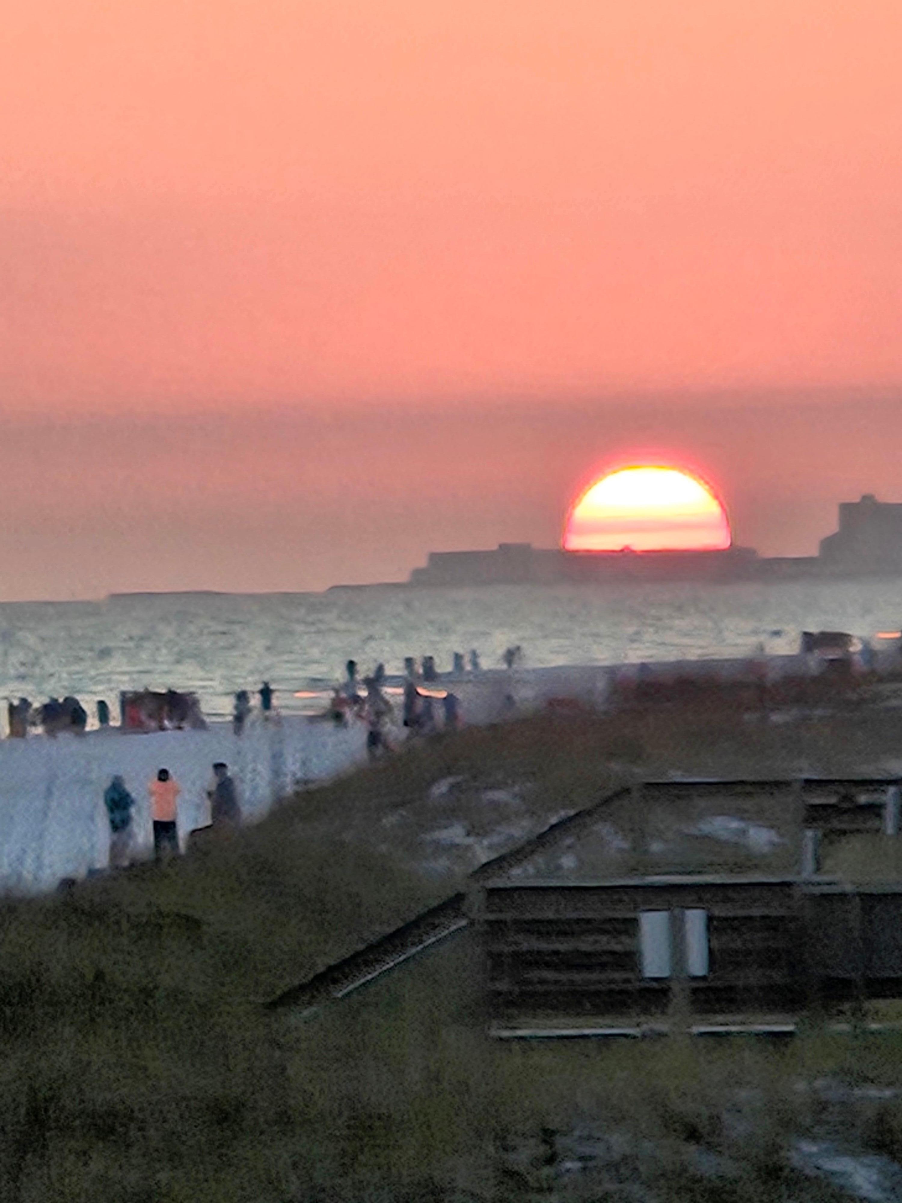 Gorgeous sunset on beach.