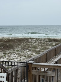 View of ocean from back deck. Also locked gate to help keep kiddos safe on deck