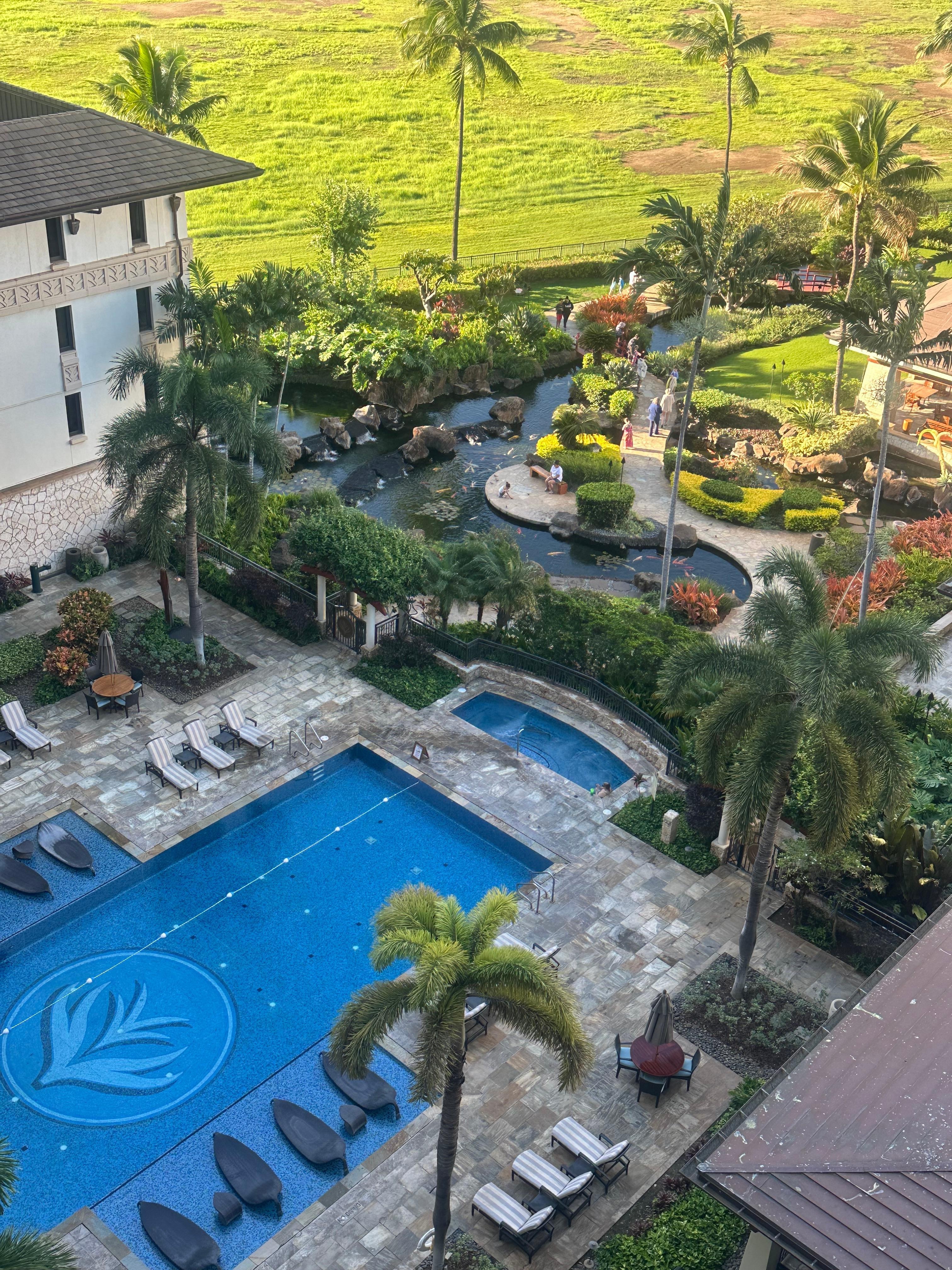 View of the pool from our balcony