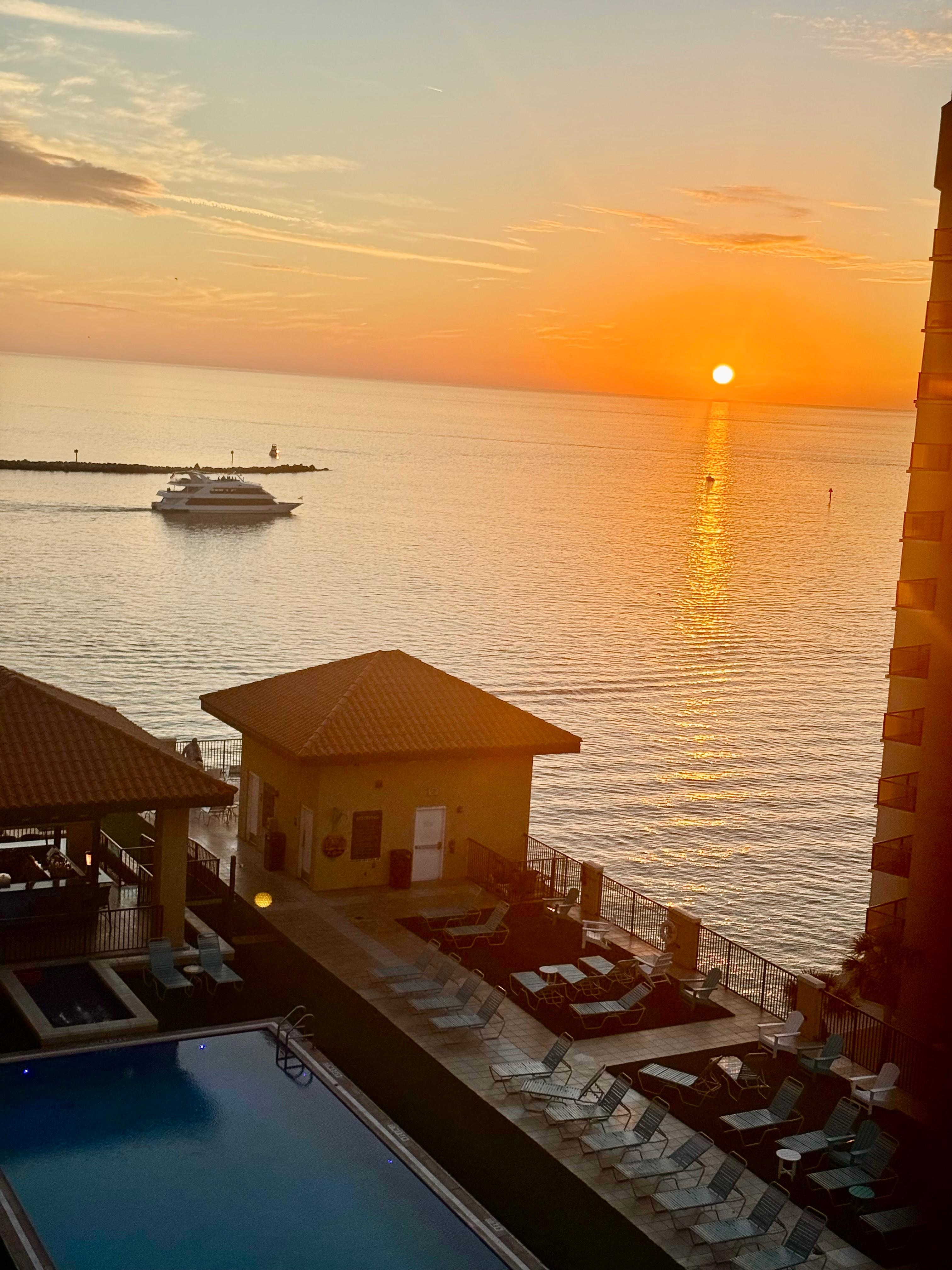 Beautiful sunset. Sitting up at Jimmy’s. 