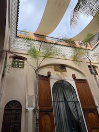 Looking up from courtyard