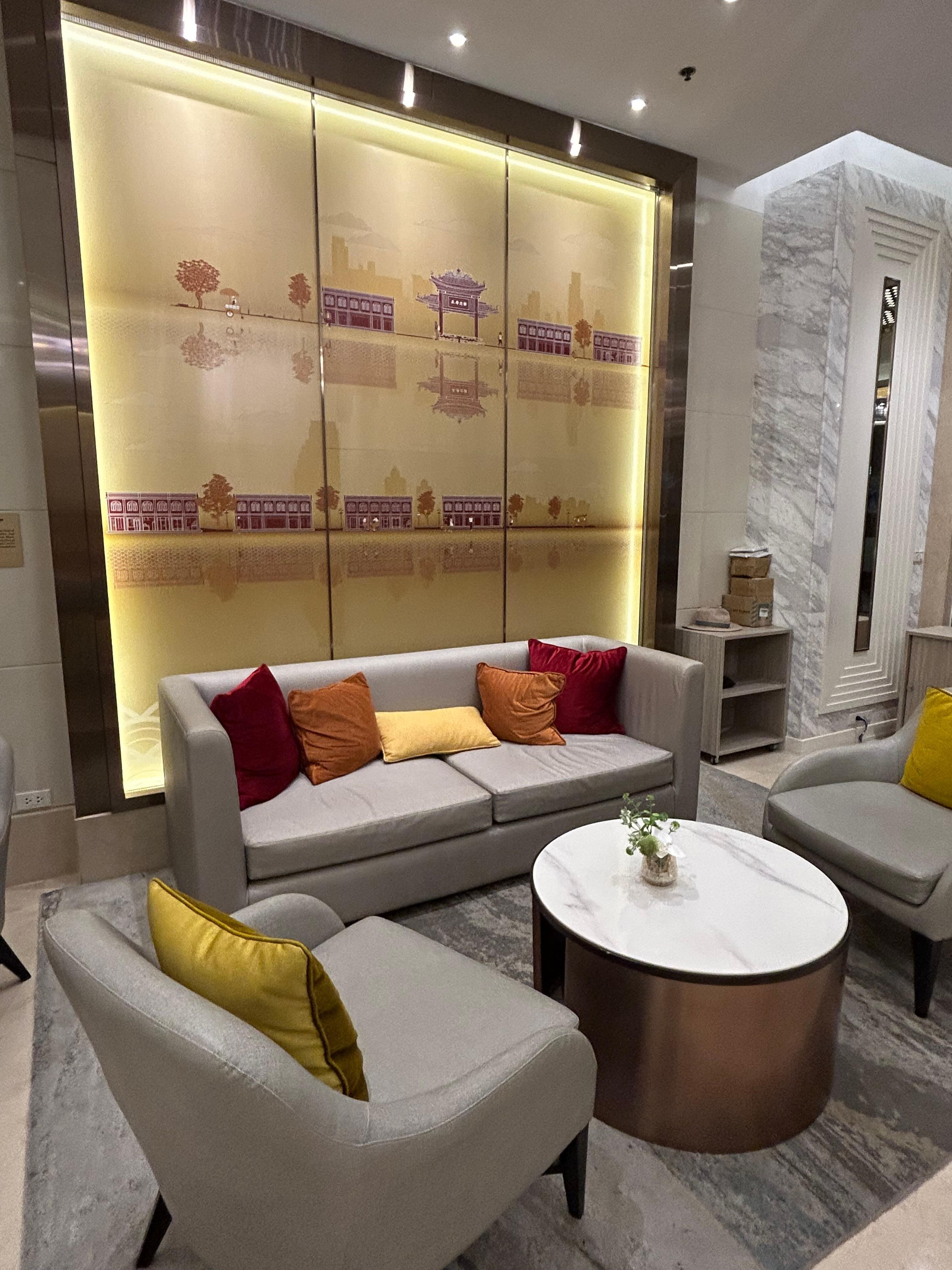 Lobby area-even has charging station with connected cables