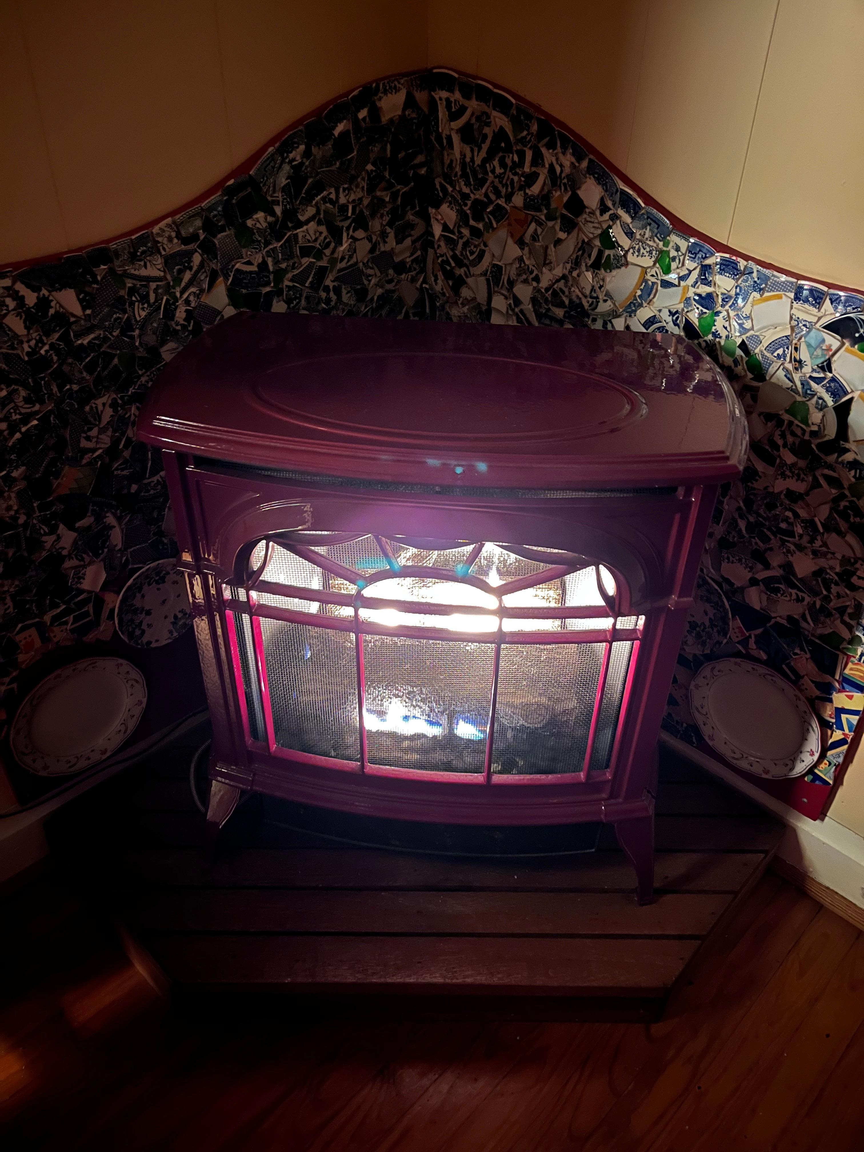 Cozy gas fireplace in living room 