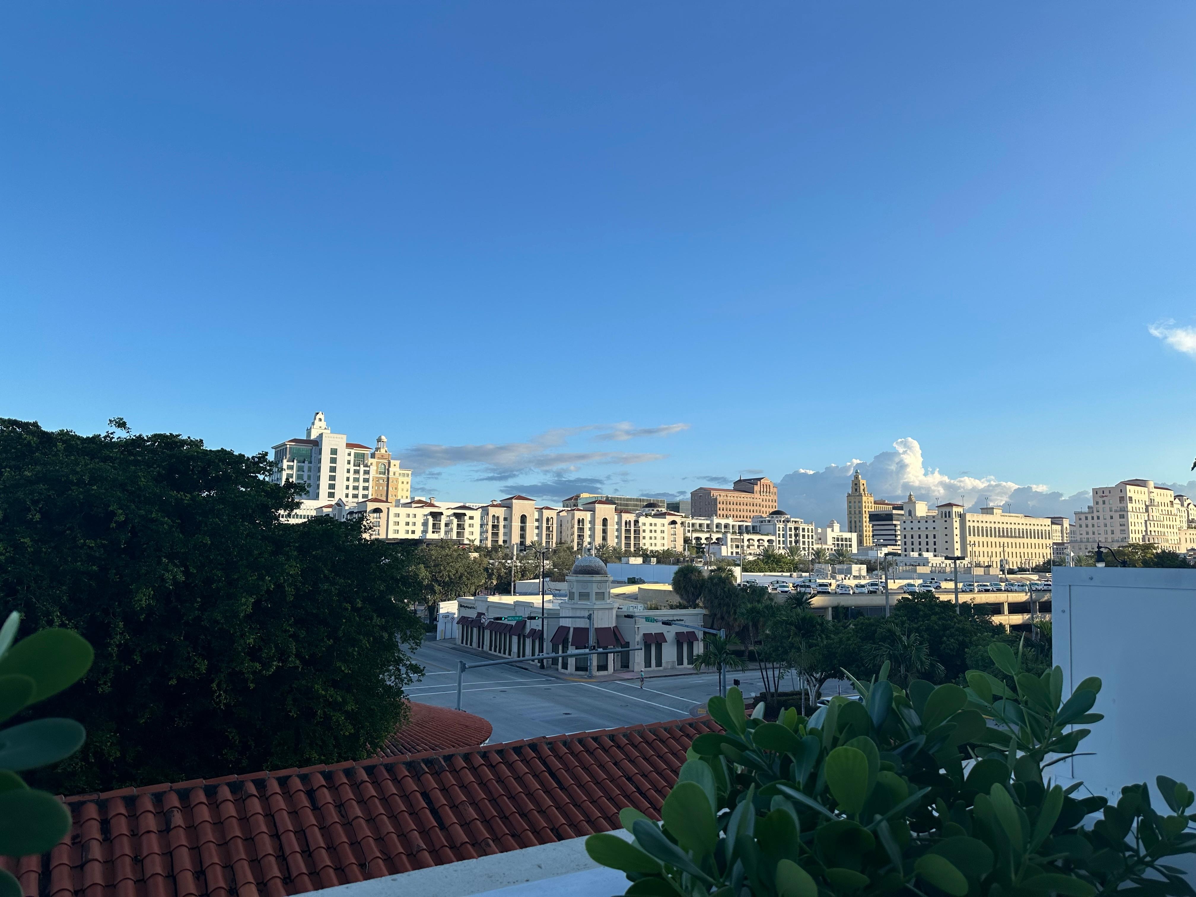 View from city facing third floor balcony