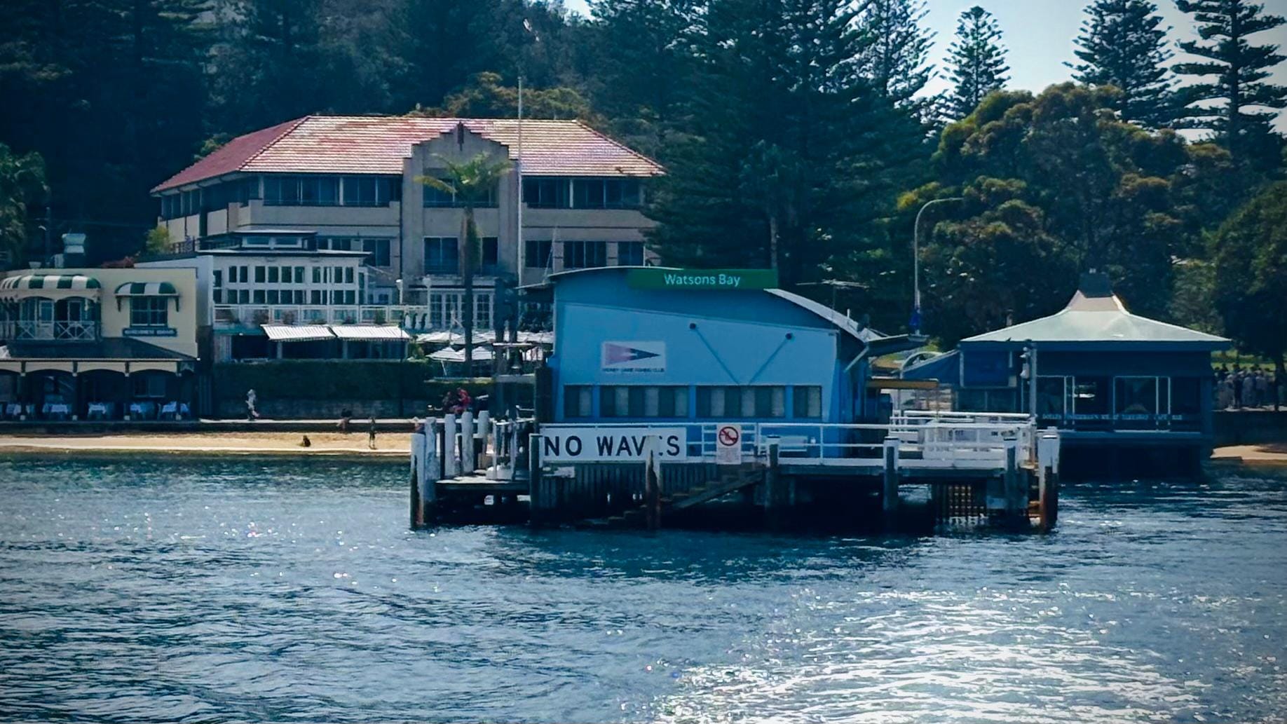The hotel from the departing ferry