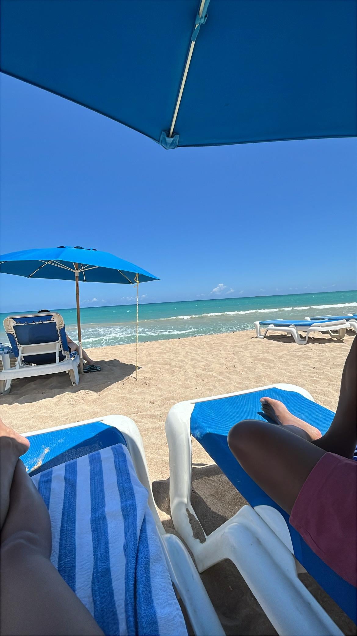 Beach chairs, umbrellas, towels included 