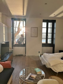 The lovely river views and amazing high ceilings!