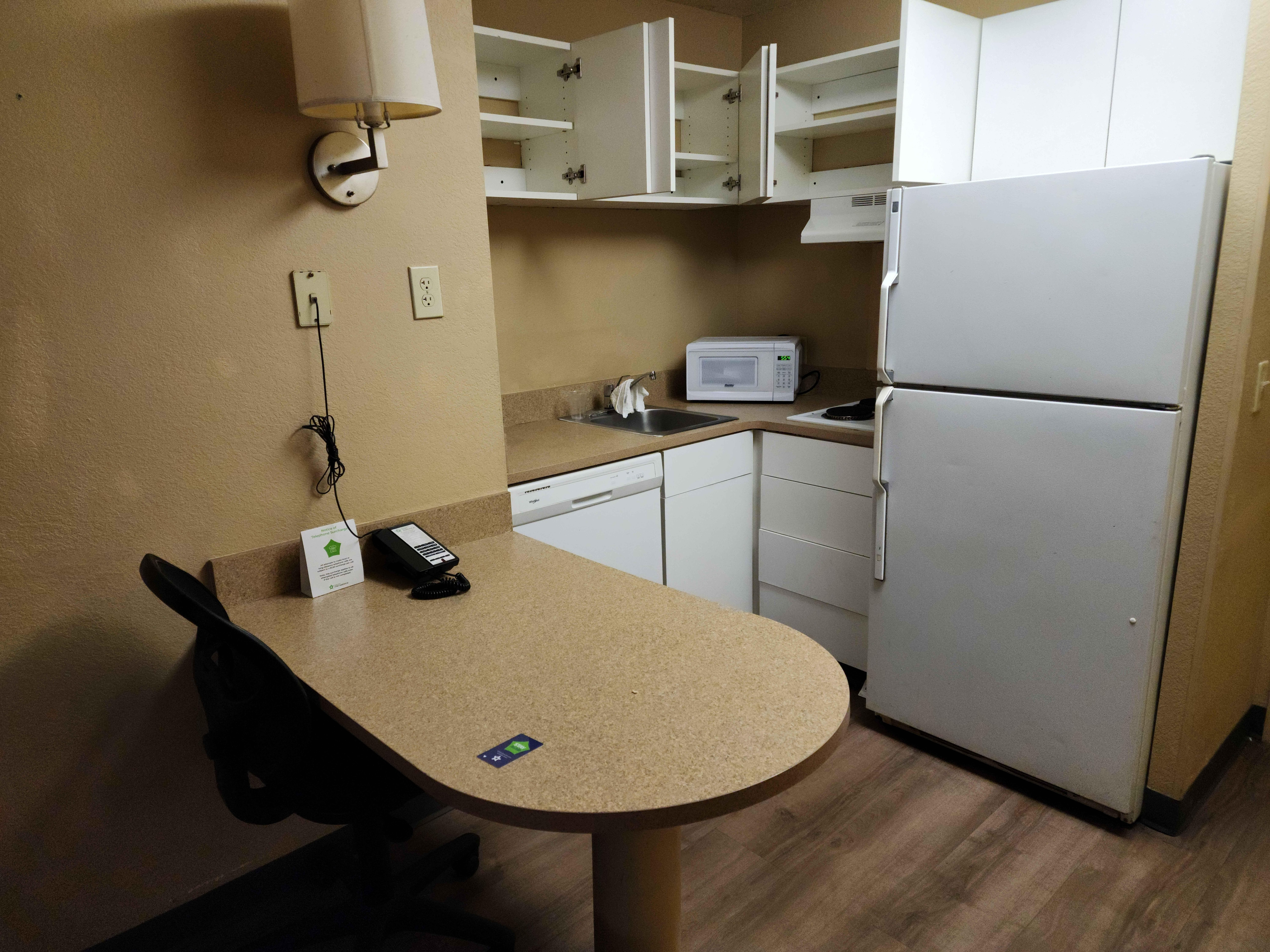 Here was our "fully equipped kitchen" not even soap!