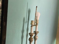 Lamp shade and bulbs missing and burned out