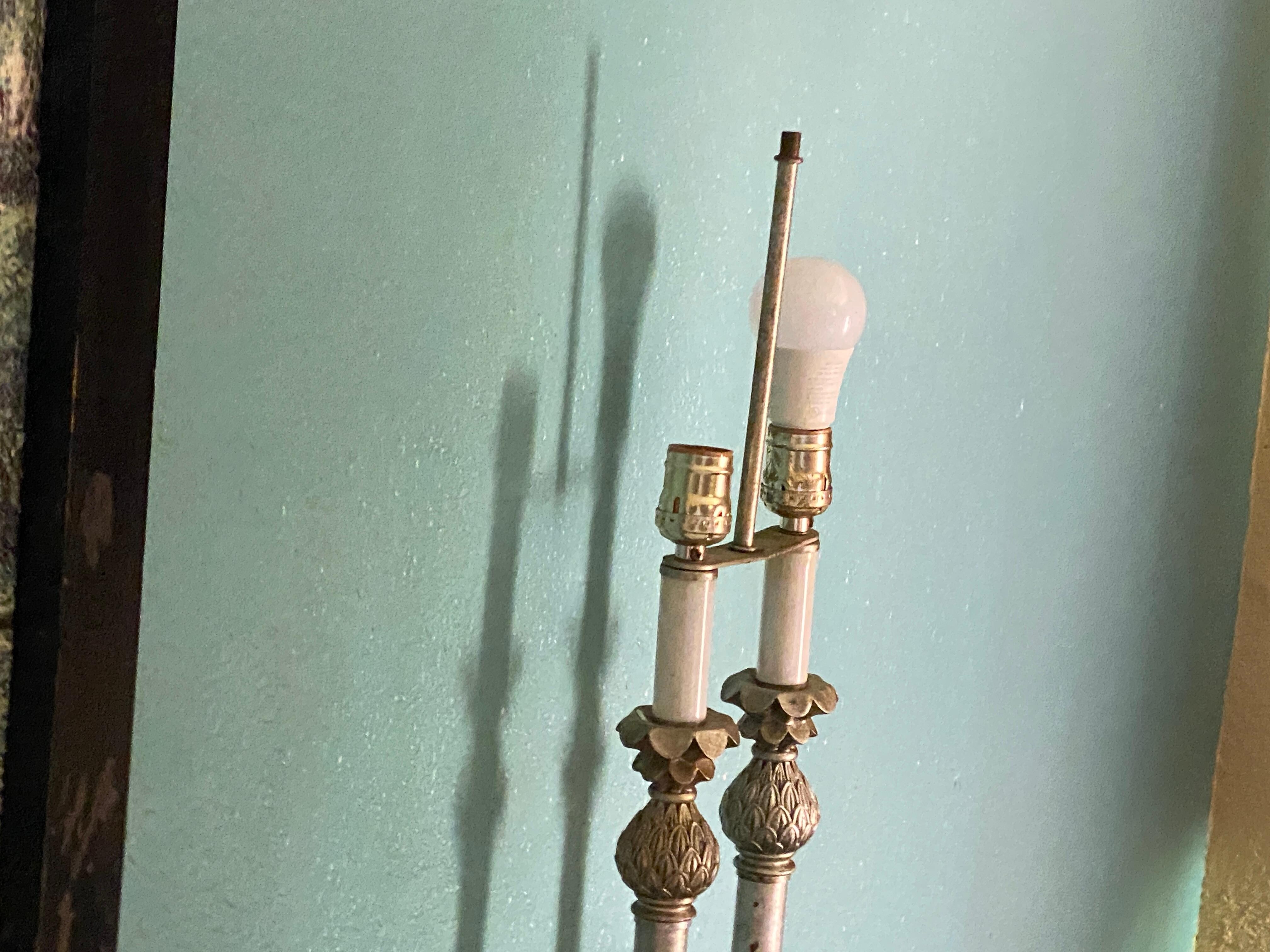 Lamp shade and bulbs missing and burned out