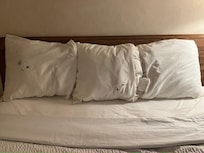 Pillow cases had black stains on them