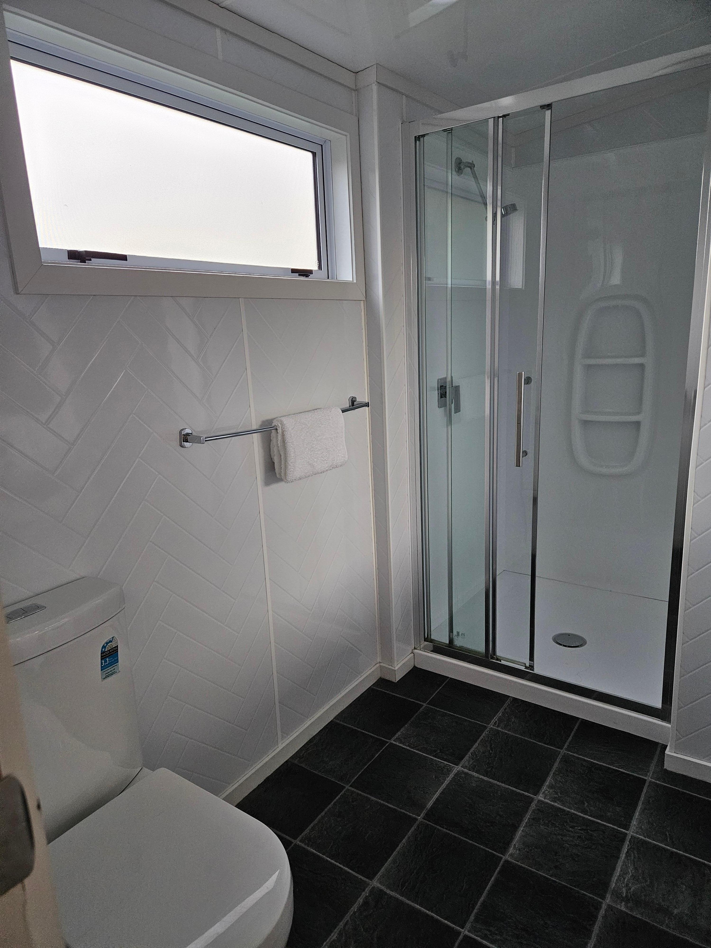 Sizeable bathroom, toilet, shower