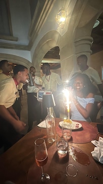 Waiters sang us happy anniversary at the stake house