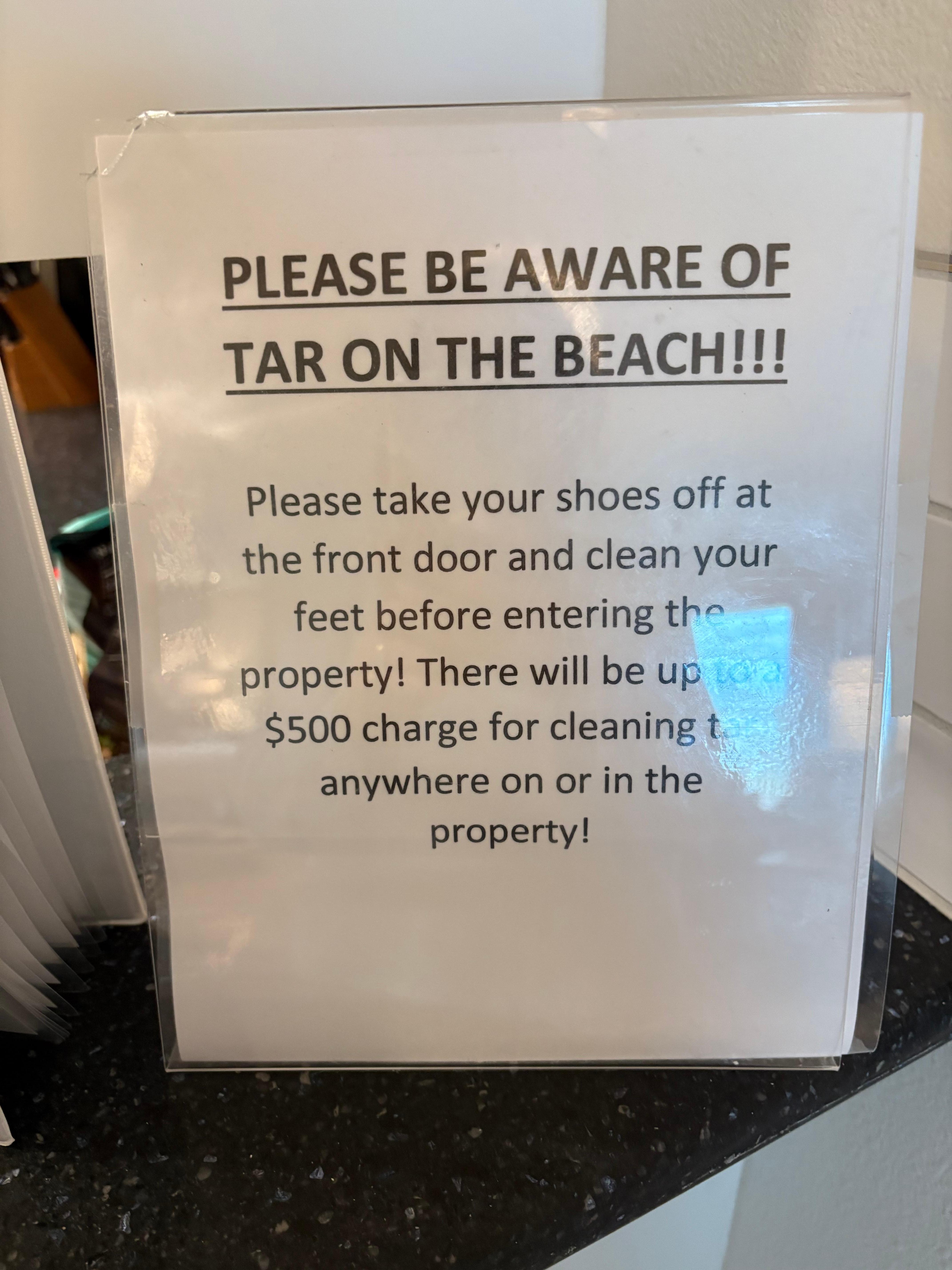 We felt paranoid about tar. $500 is excessive. 