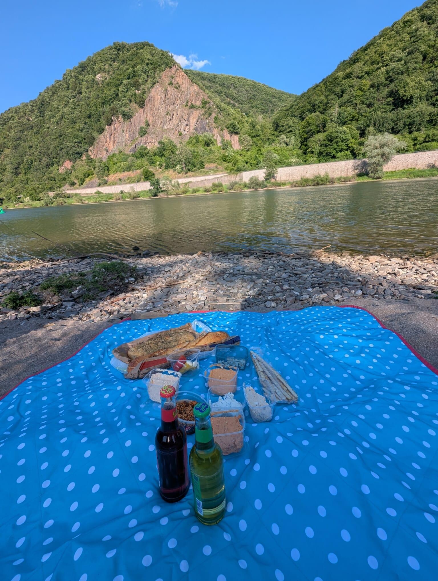 Picknick am Ufer der Mosel in Moselkern 