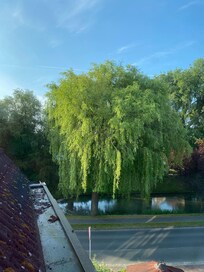 Ausblick von der Schlaf-Empore auf den Wall-Graben
