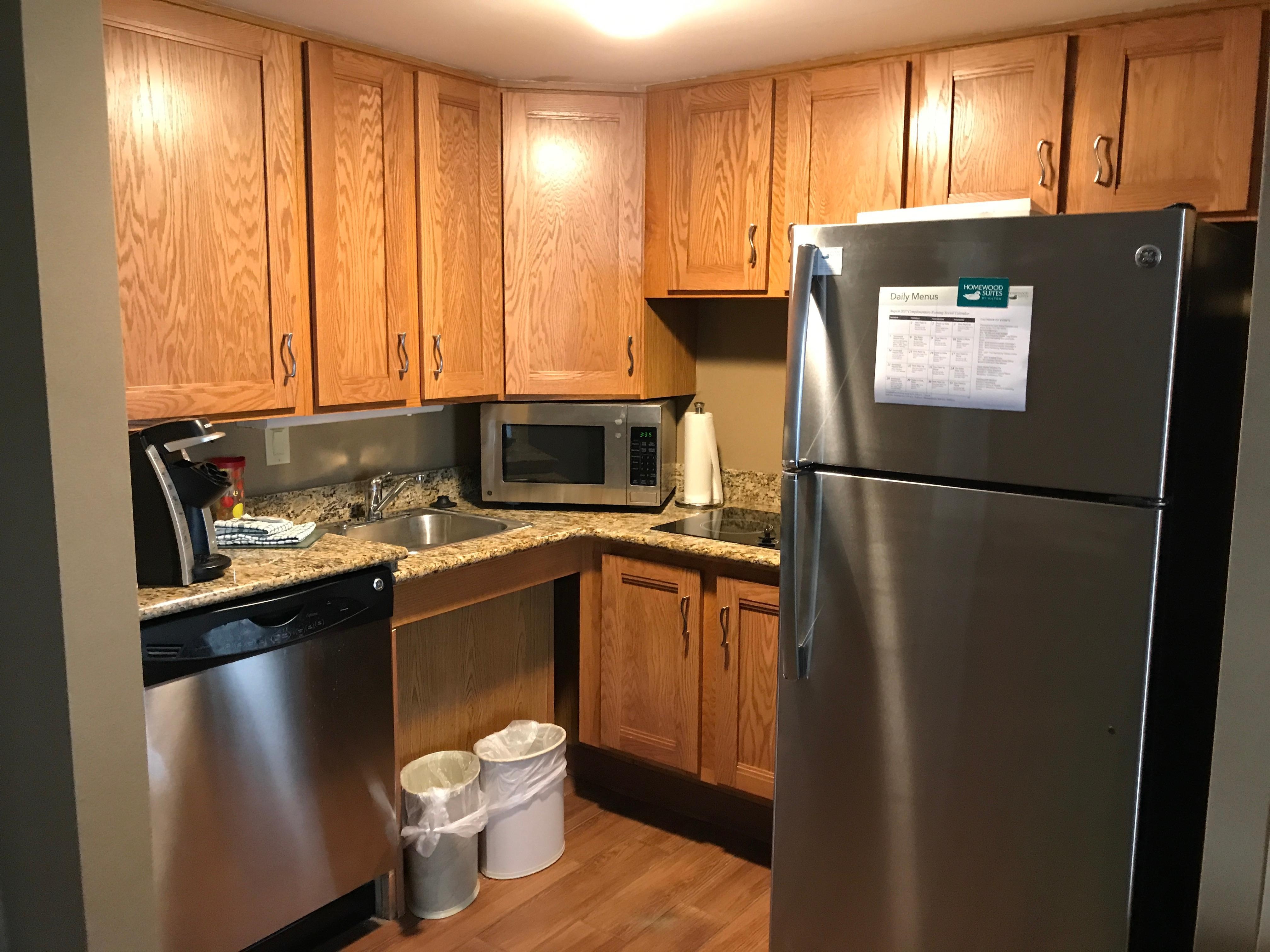 Loved the full size refrigerator, Keurig coffee maker (and the complimentary K-cups), the dishwasher, microwave, stovetop