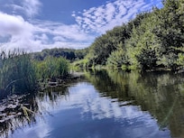 On the river with free to use Kayaks!