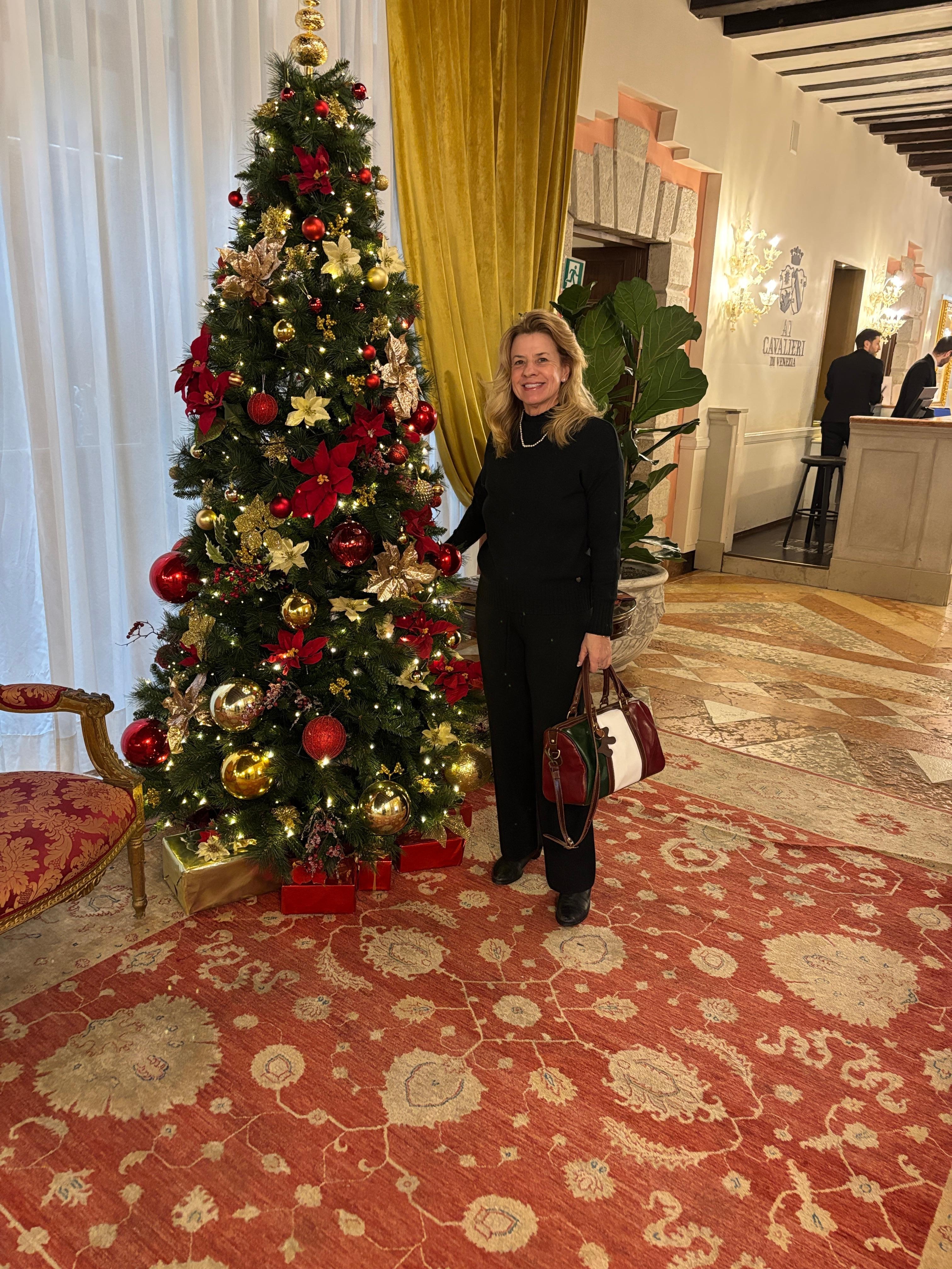 Standing at the Christmas tree!