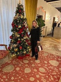 Standing at the Christmas tree!