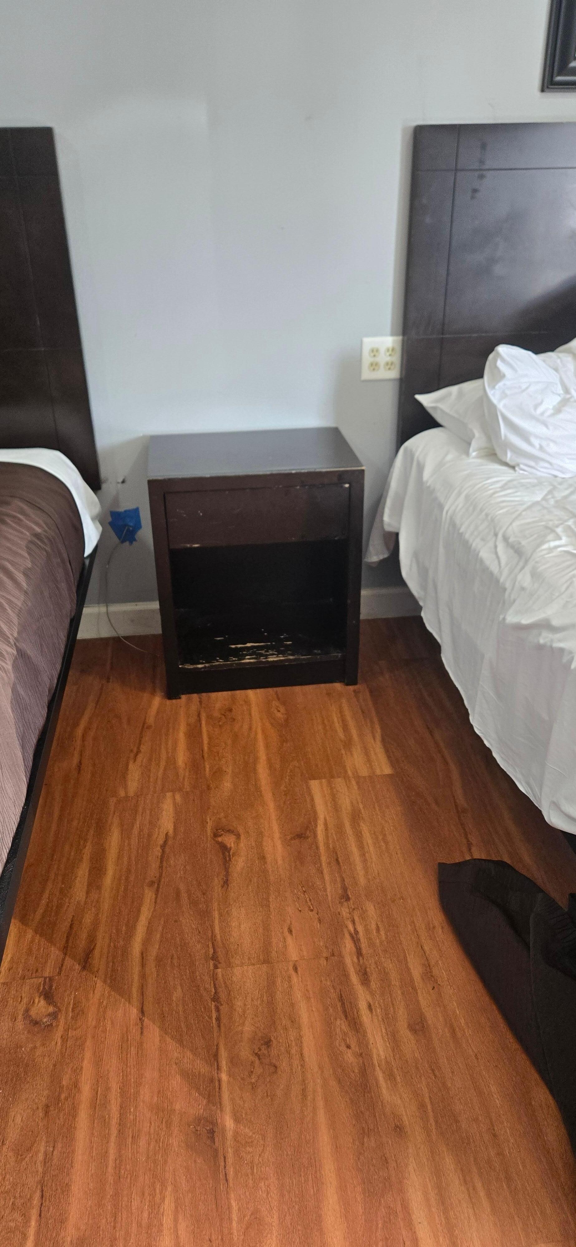 Beds are on metal platforms,  uneven and noisy