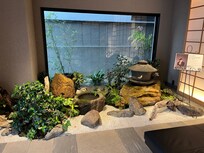 Main floor garden. Go to the 3rd floor to check in to the hotel.