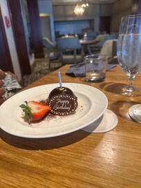 Self surprise us with a birthday dessert