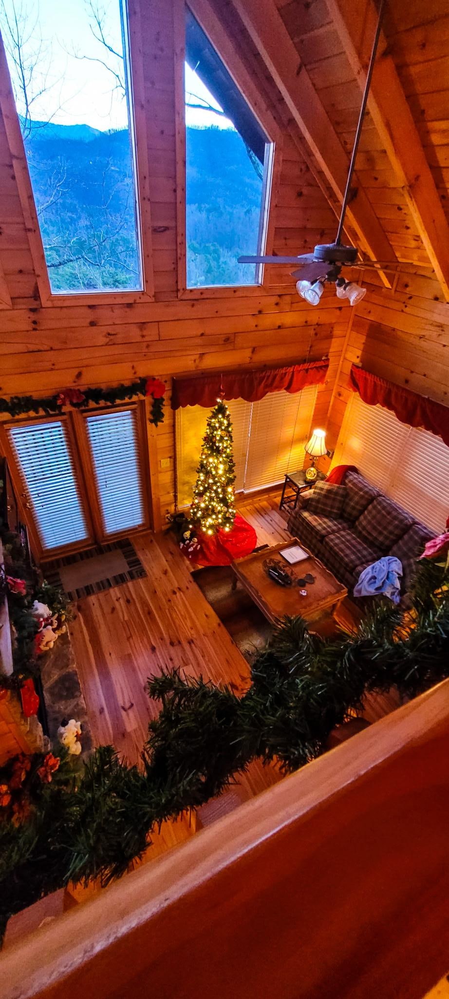 From the game room loft overlooking living room