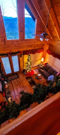 From the game room loft overlooking living room