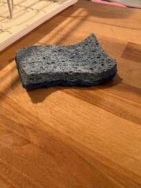 Nasty, germ infested kitchen sponge.