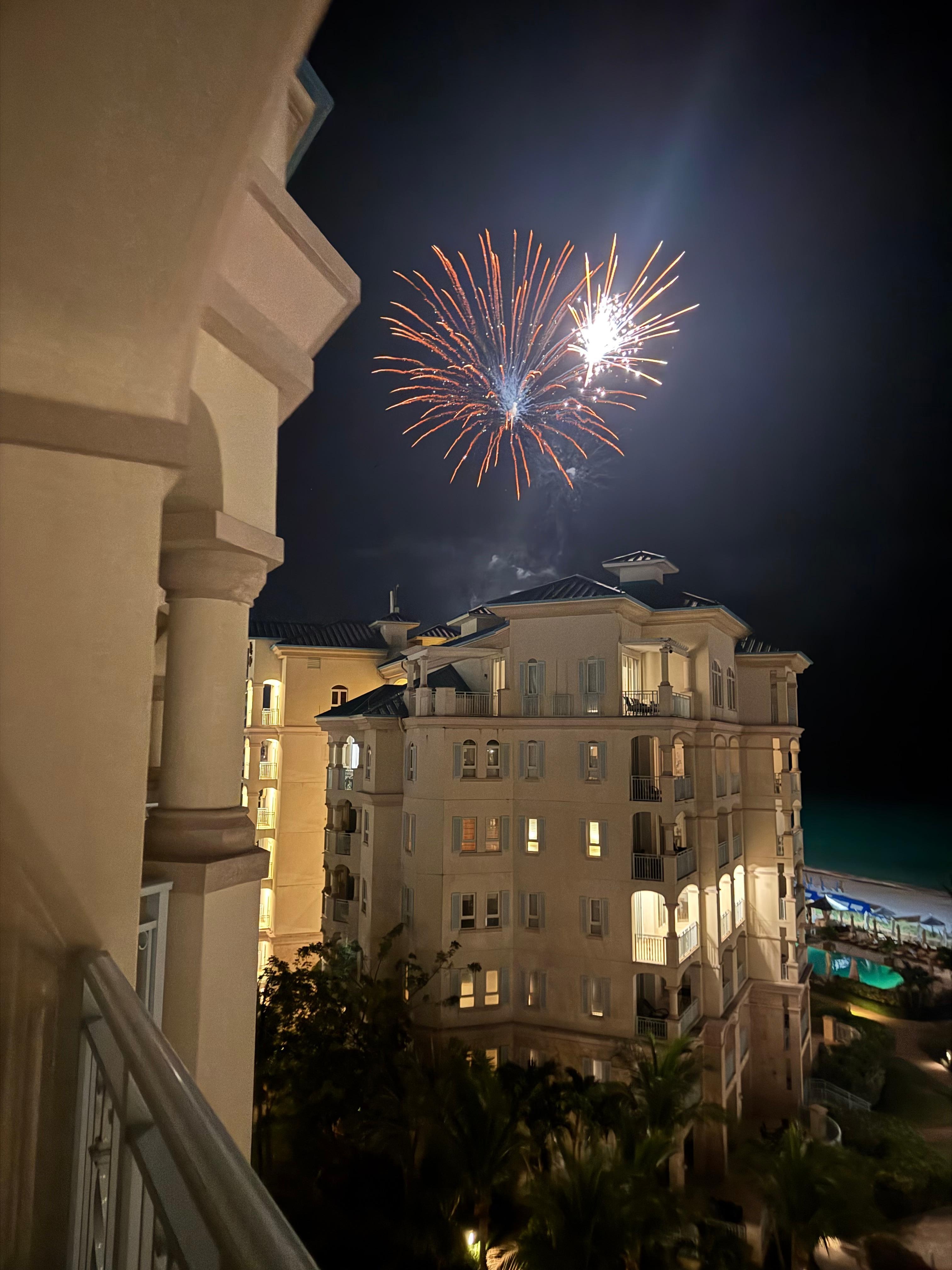 Fireworks outside our balcony. The Ritz next door had a private function with fireworks 