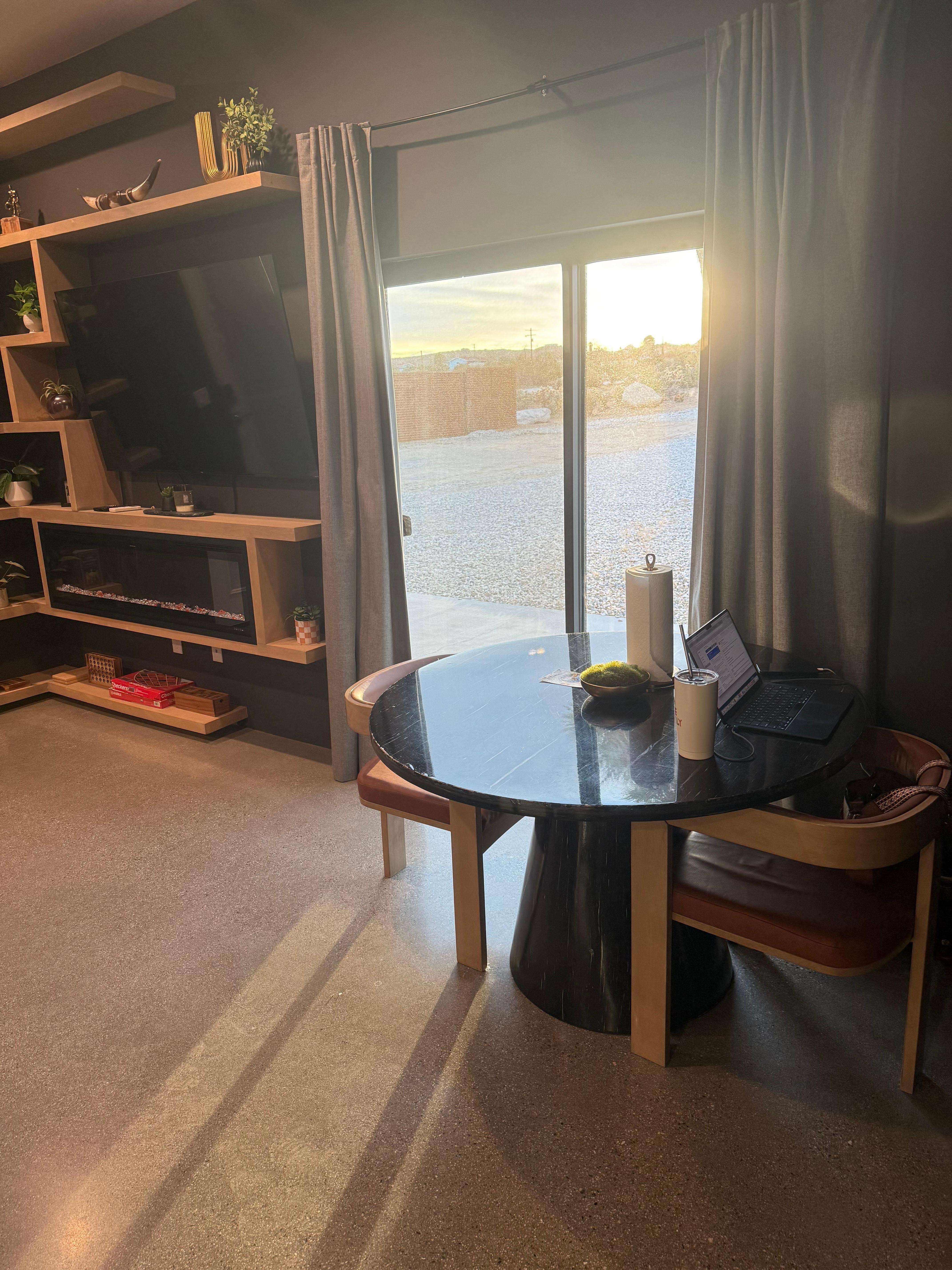 The door to outside has a view 