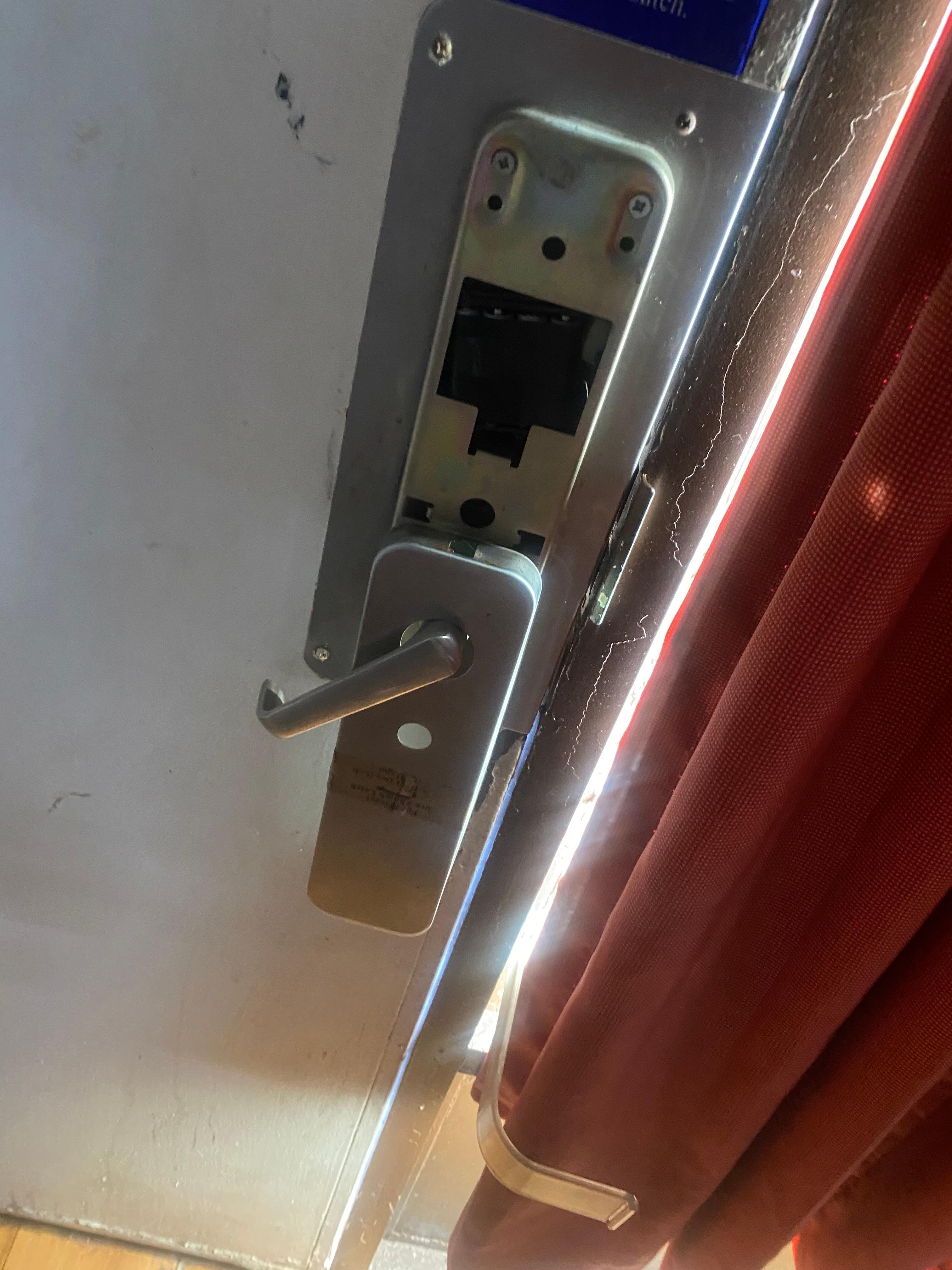 Broken door handle and lock