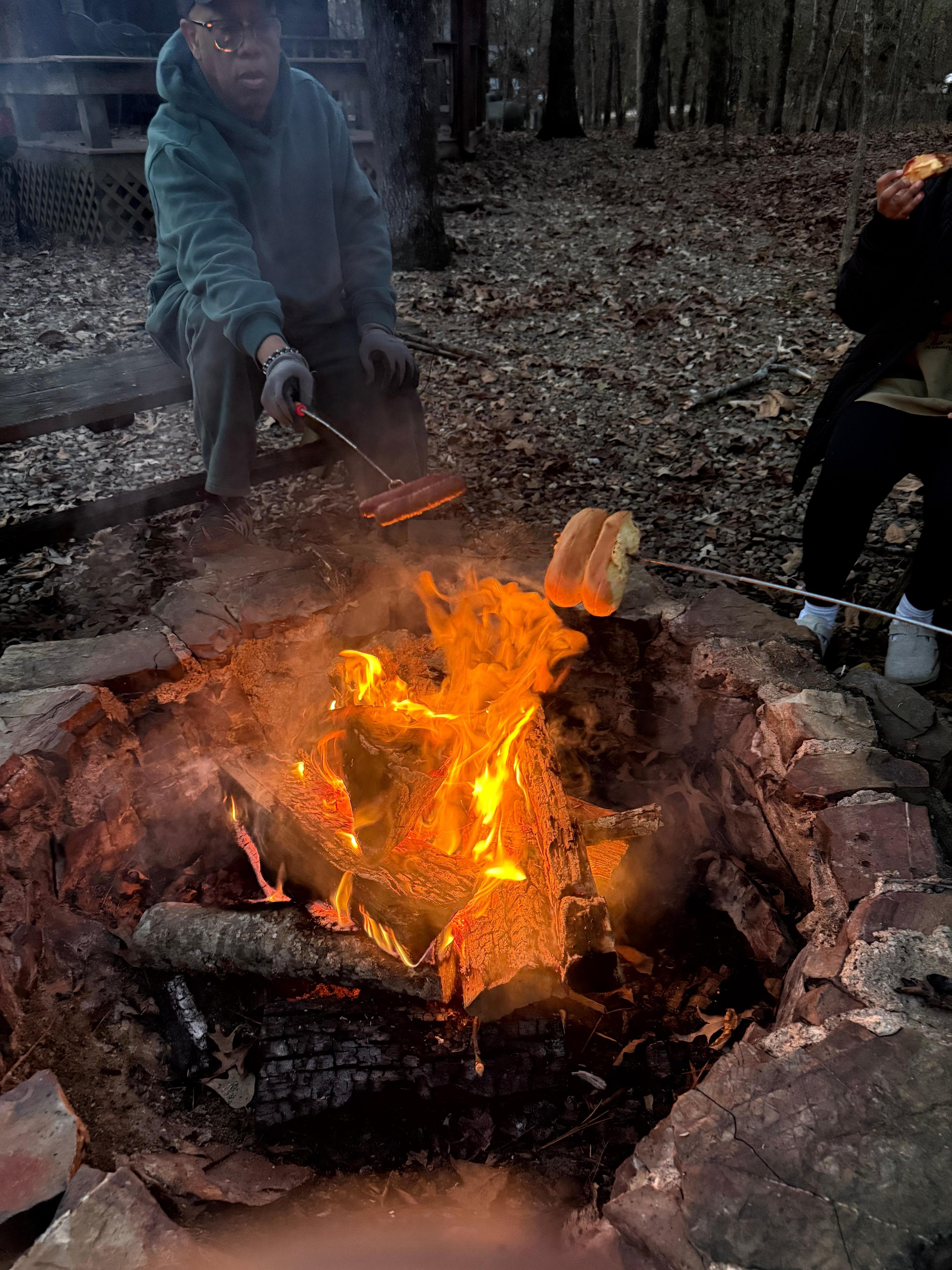 Fire pit in the back yard
