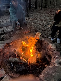 Fire pit in the back yard