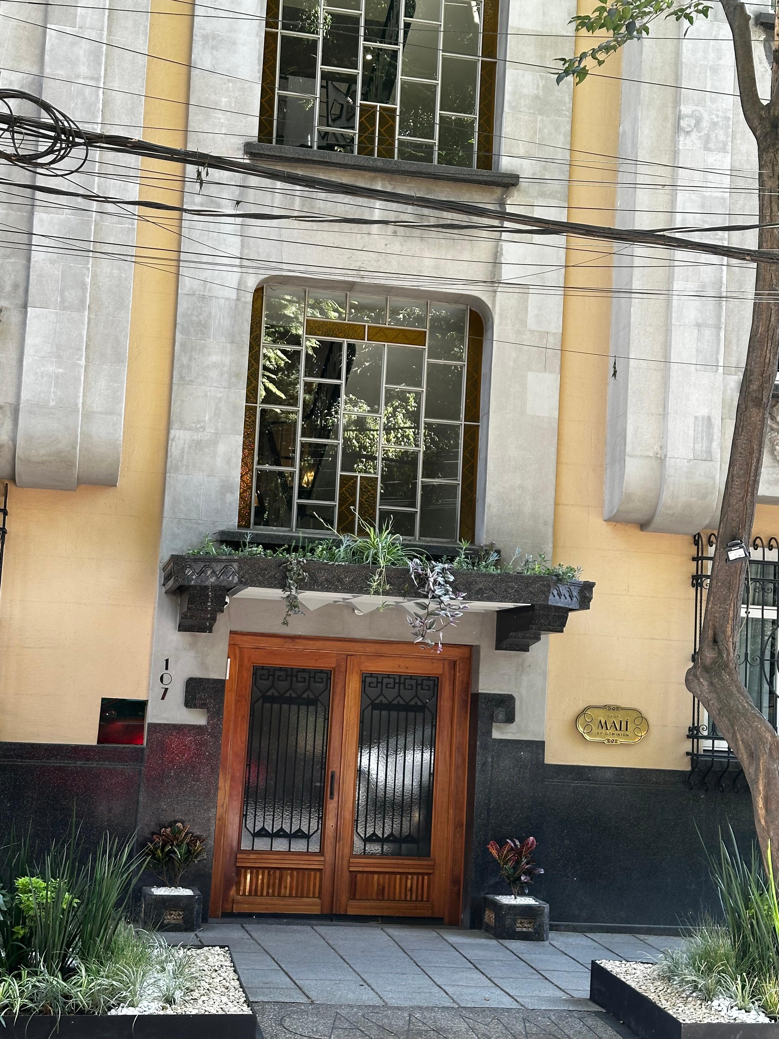 View of hotel from Parque Mexico across the street