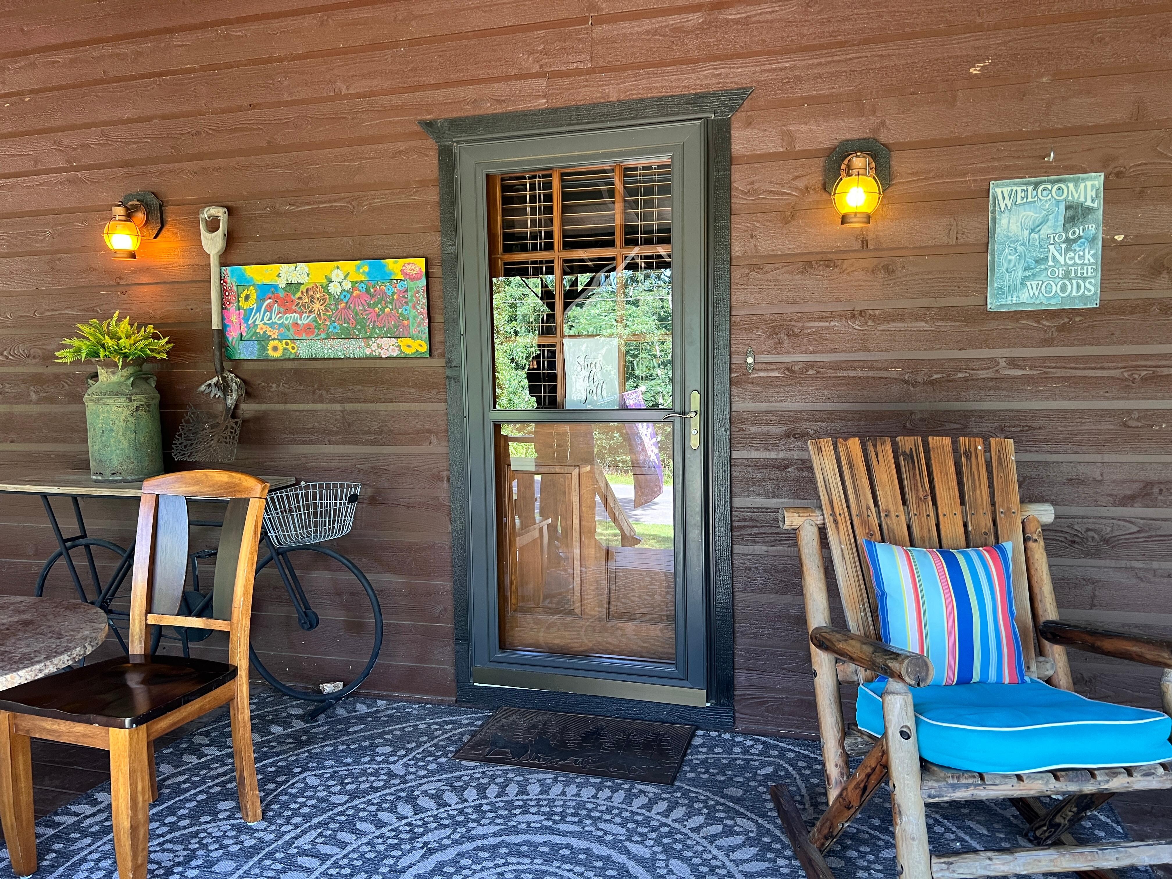 Front balcony at entrance to home. 