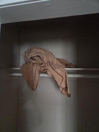 Blanket wadded up in the closet