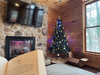 Cozy living room. Christmas decorations a nice touch!