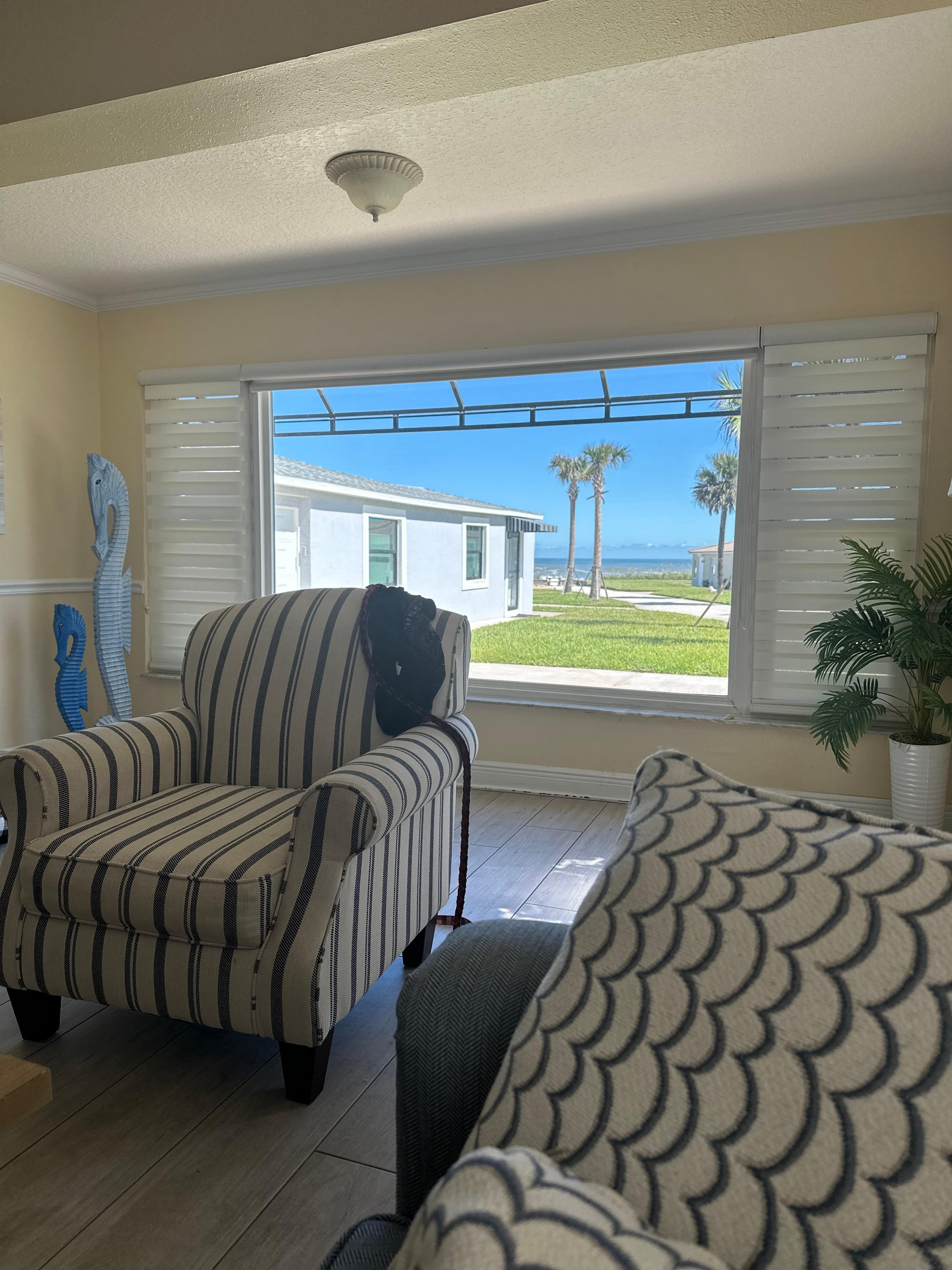 From the couch, ocean view, beautiful. 