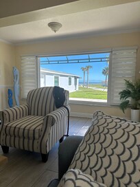 From the couch, ocean view, beautiful.