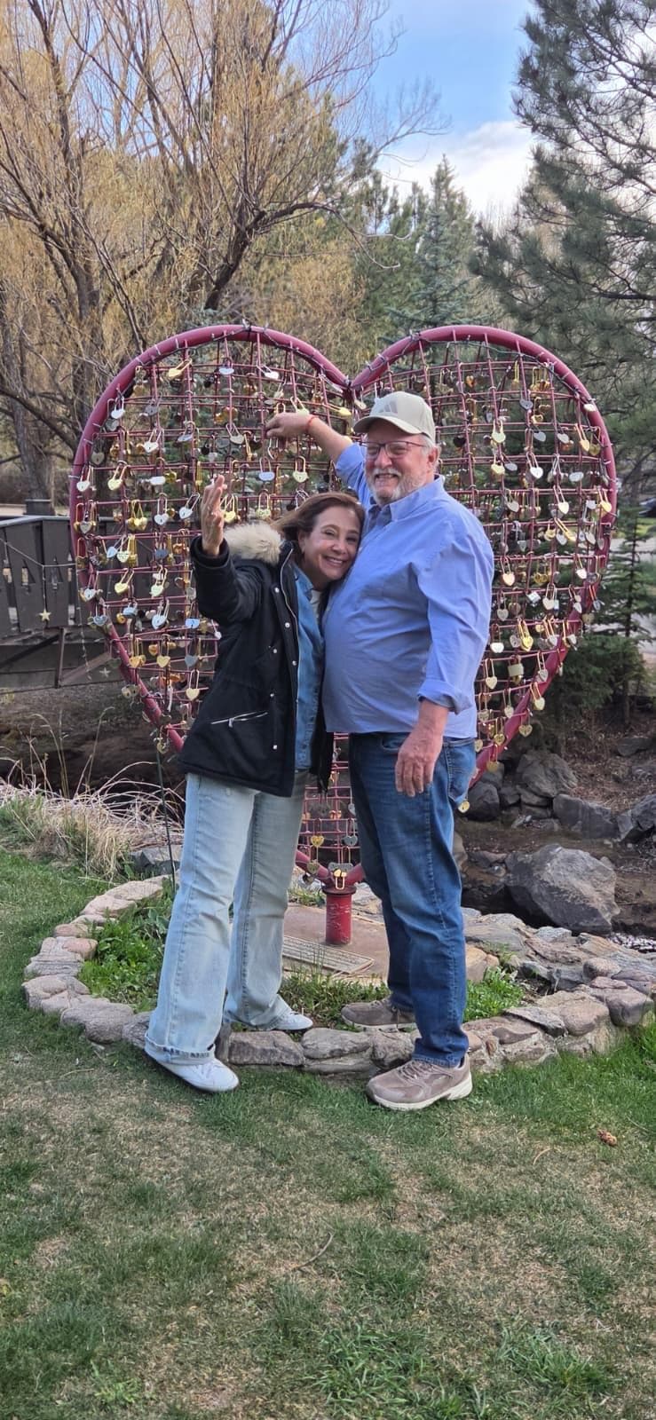 Alma and Jeb enjoying our lock on the heart.  Almost 21 years now!