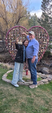 Alma and Jeb enjoying our lock on the heart. Almost 21 years now!